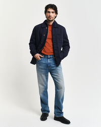 Cardigan i ullblandning med struktur och dragkedja