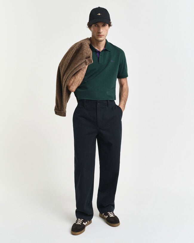 Kontrastfärgad pikétröja