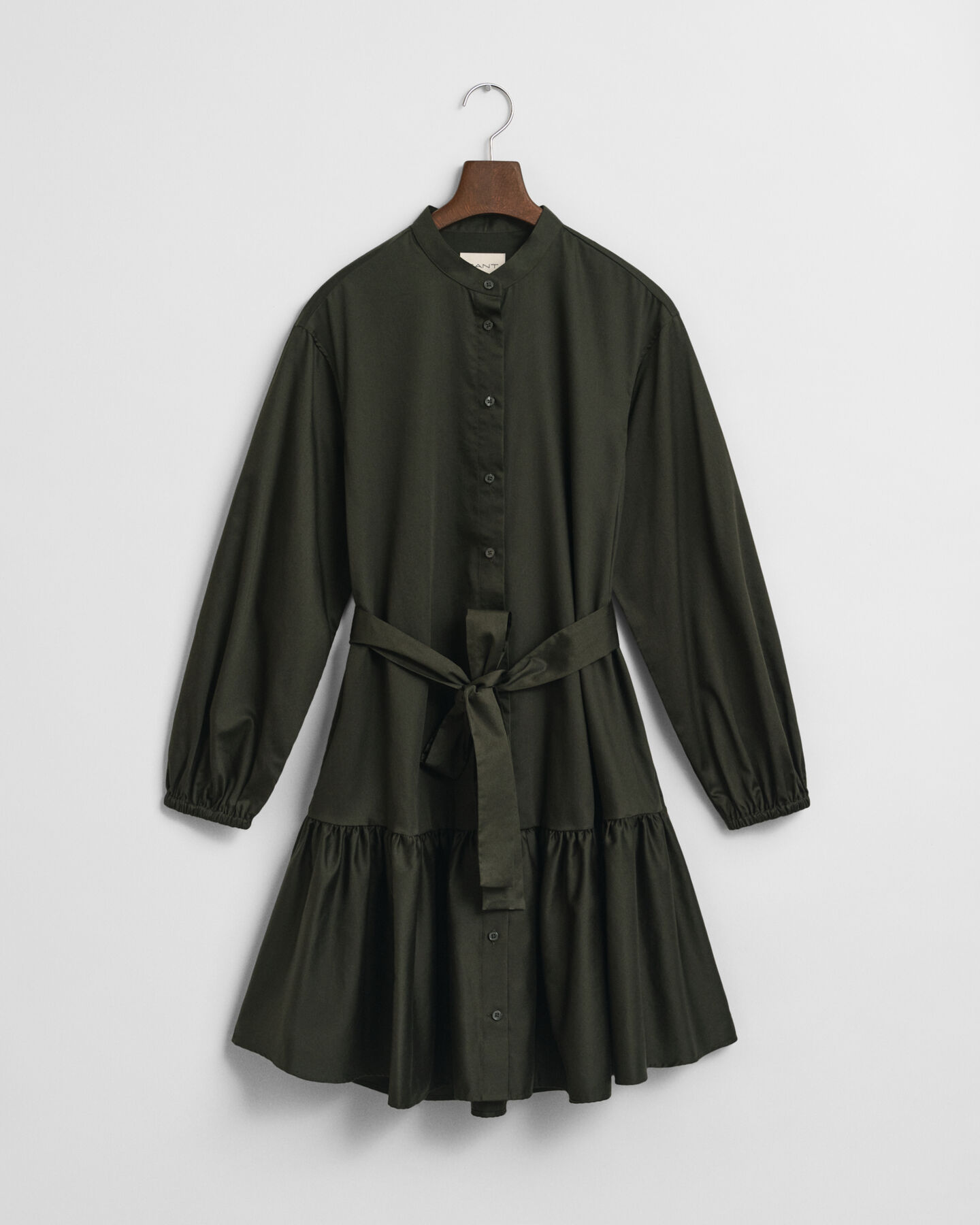 Långärmad klänning i bomullssatin