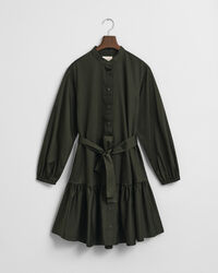 Långärmad klänning i bomullssatin