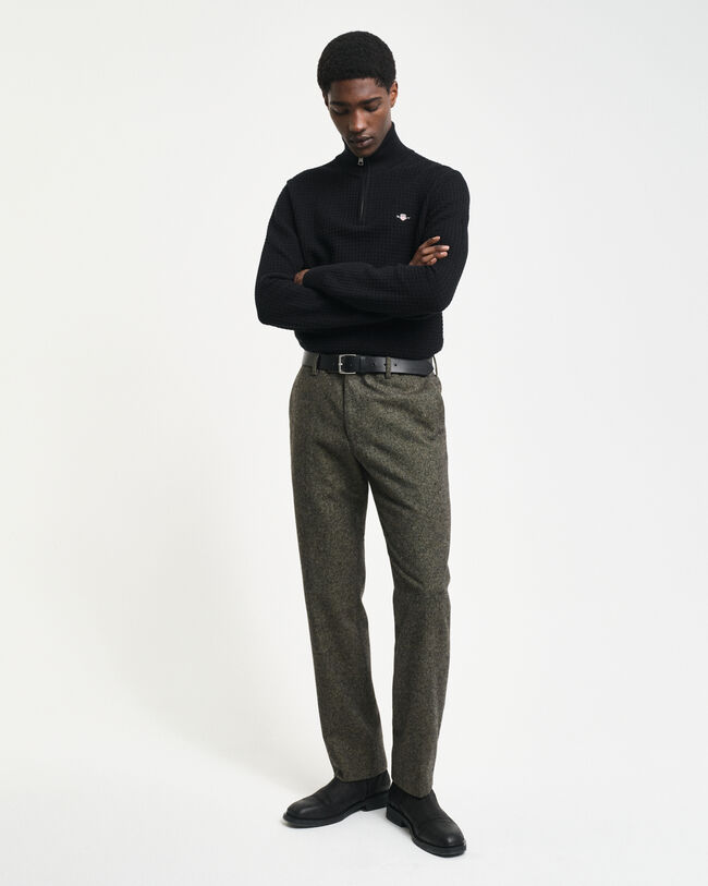 Bomullstr&ouml;ja med struktur och halv dragkedja