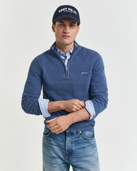 Tröja i bomullspiké med dragkedja vid halsöppningen