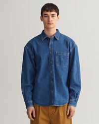 Oversized twillskjorta i denim