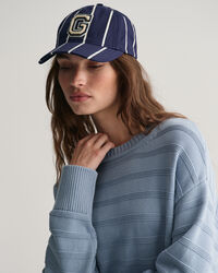 Rundhalsad bomullstr&ouml;ja med r&auml;nder ton i ton