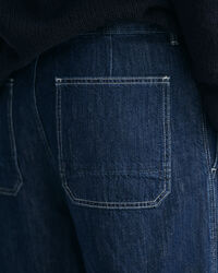 Relaxed fit jeans i bomull och linne