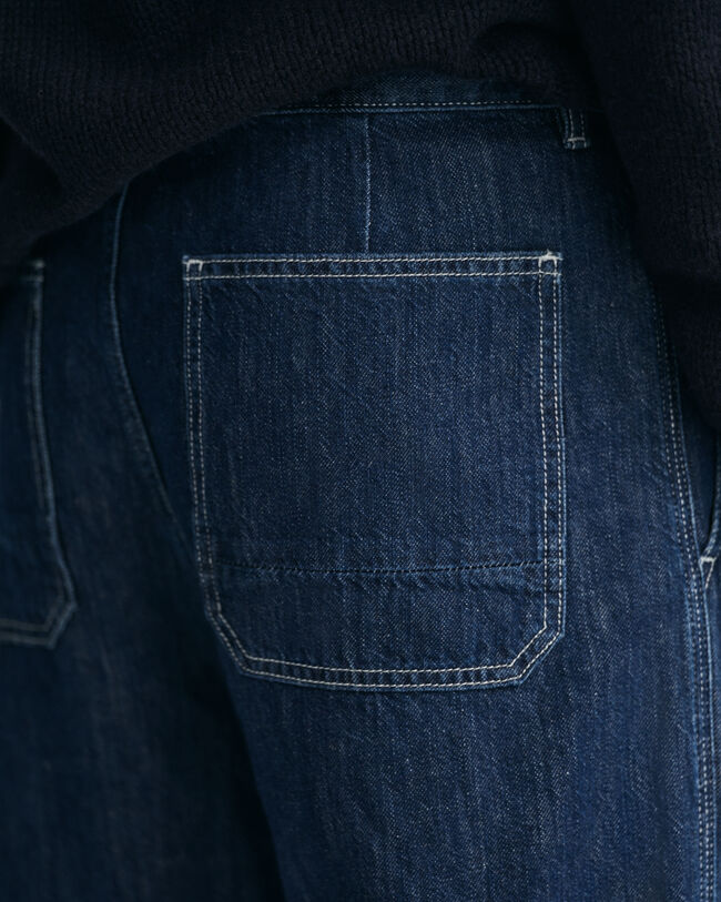 Relaxed fit jeans i bomull och linne