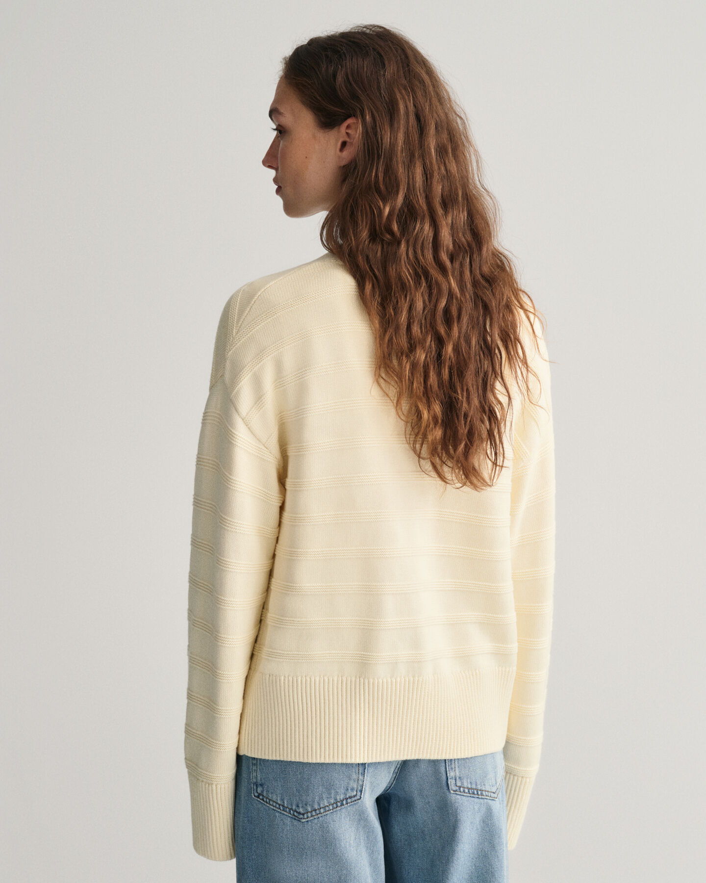 Bomullskofta med r&auml;nder ton i ton