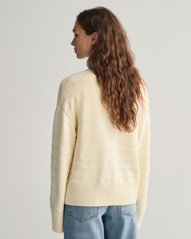 Bomullskofta med r&auml;nder ton i ton