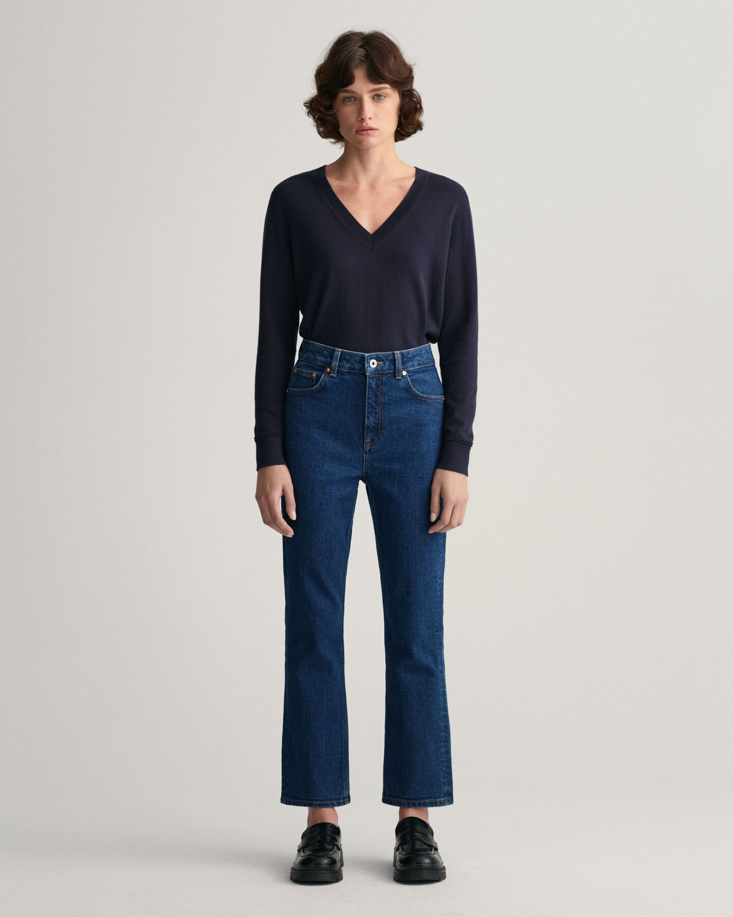 Cropped utställda jeans