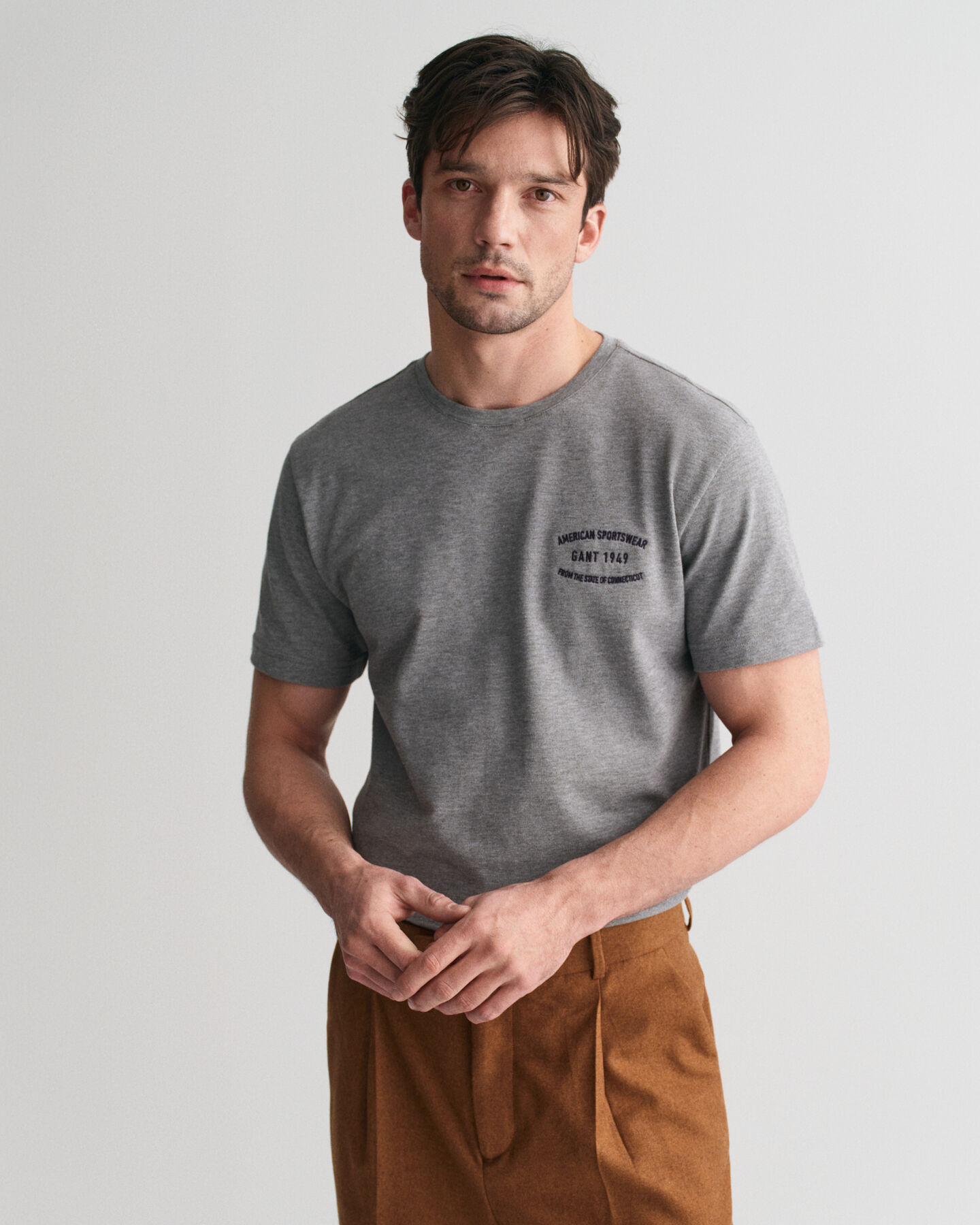 T-shirt i pik&eacute; med litet tryck