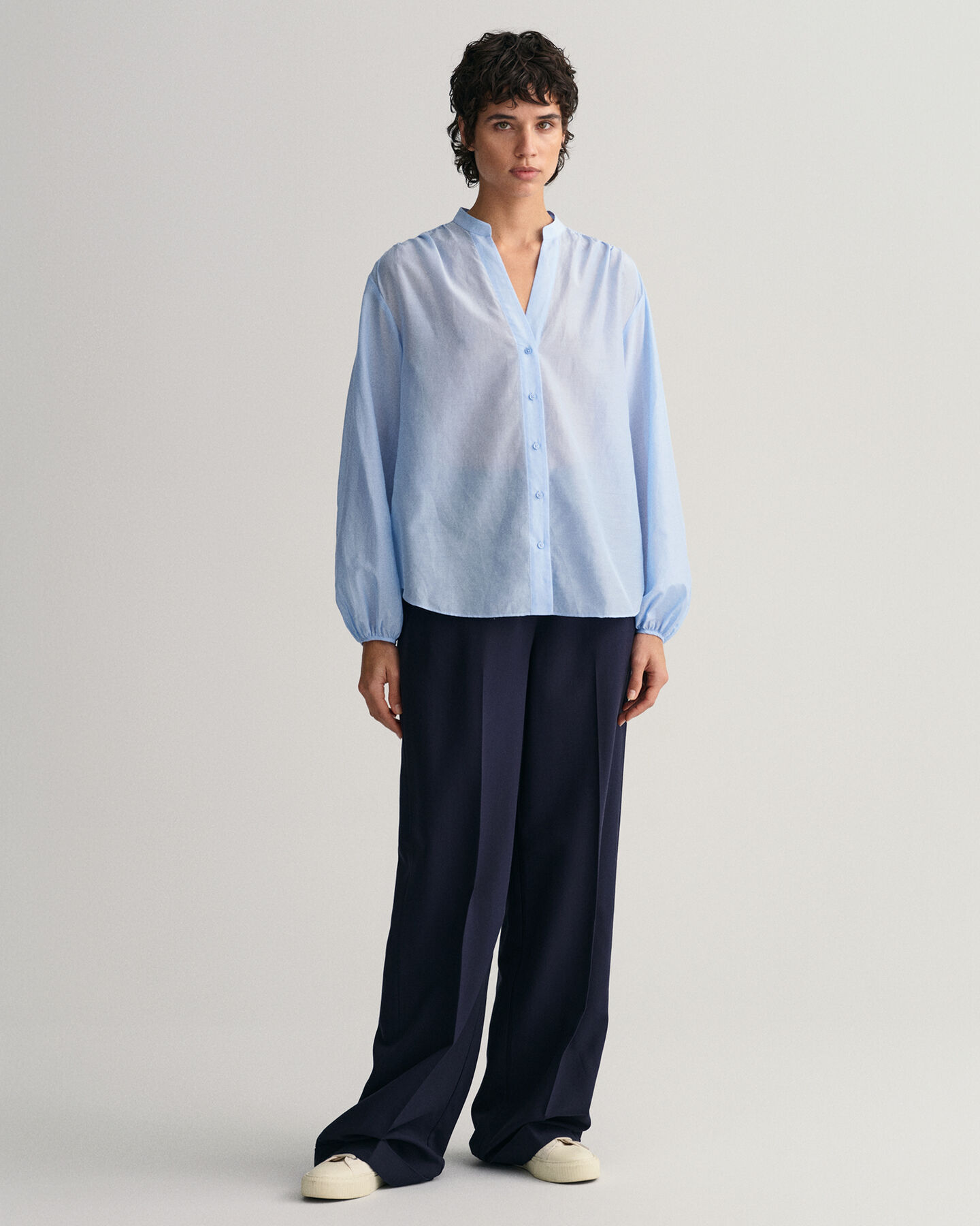 Relaxed fit blus i bomull och silke