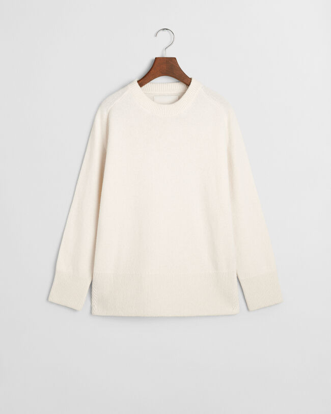 Rundhalsad tröja i kashmir- och ullblandning