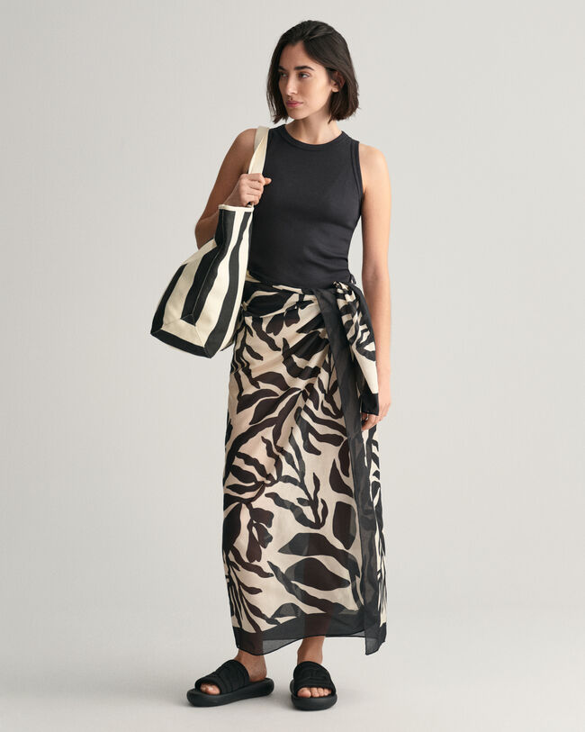 Palmmönstrad sarong i bomull och silke