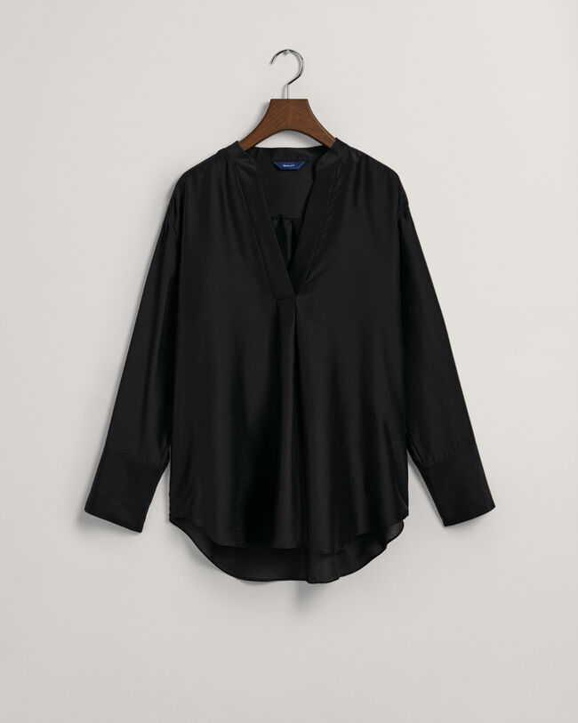 Relaxed fit blus med st&aring;krage