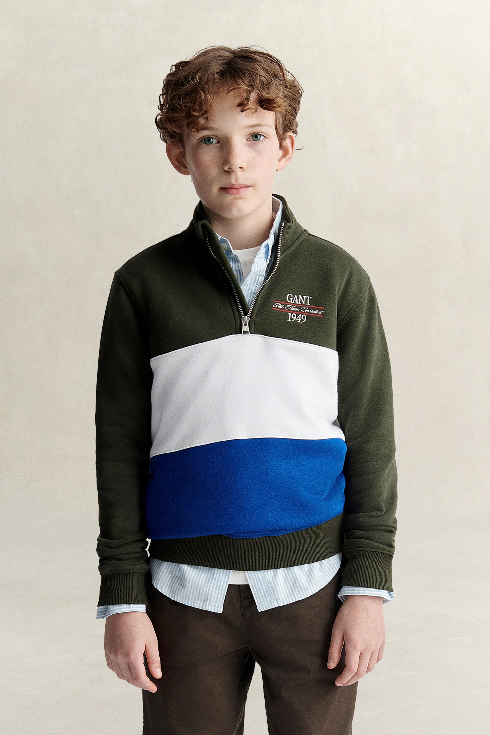 Teen Boys sweatshirt med half-zip och färgblock