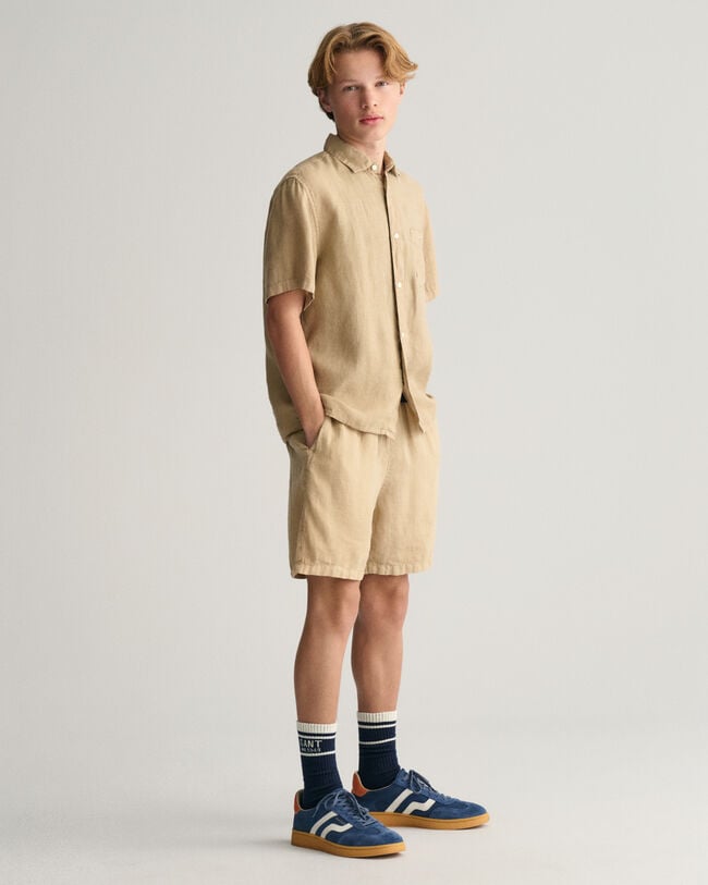 Teens kort&auml;rmad linneskjorta