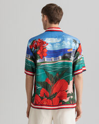 Relaxed fit Scenery sidenskjorta med kort ärm