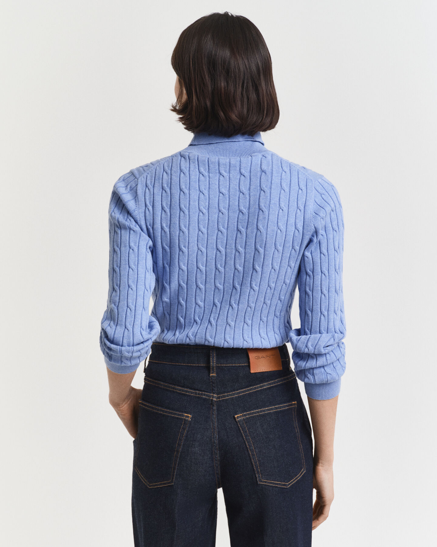 Kabelstickad polotröja i bomullsstretch