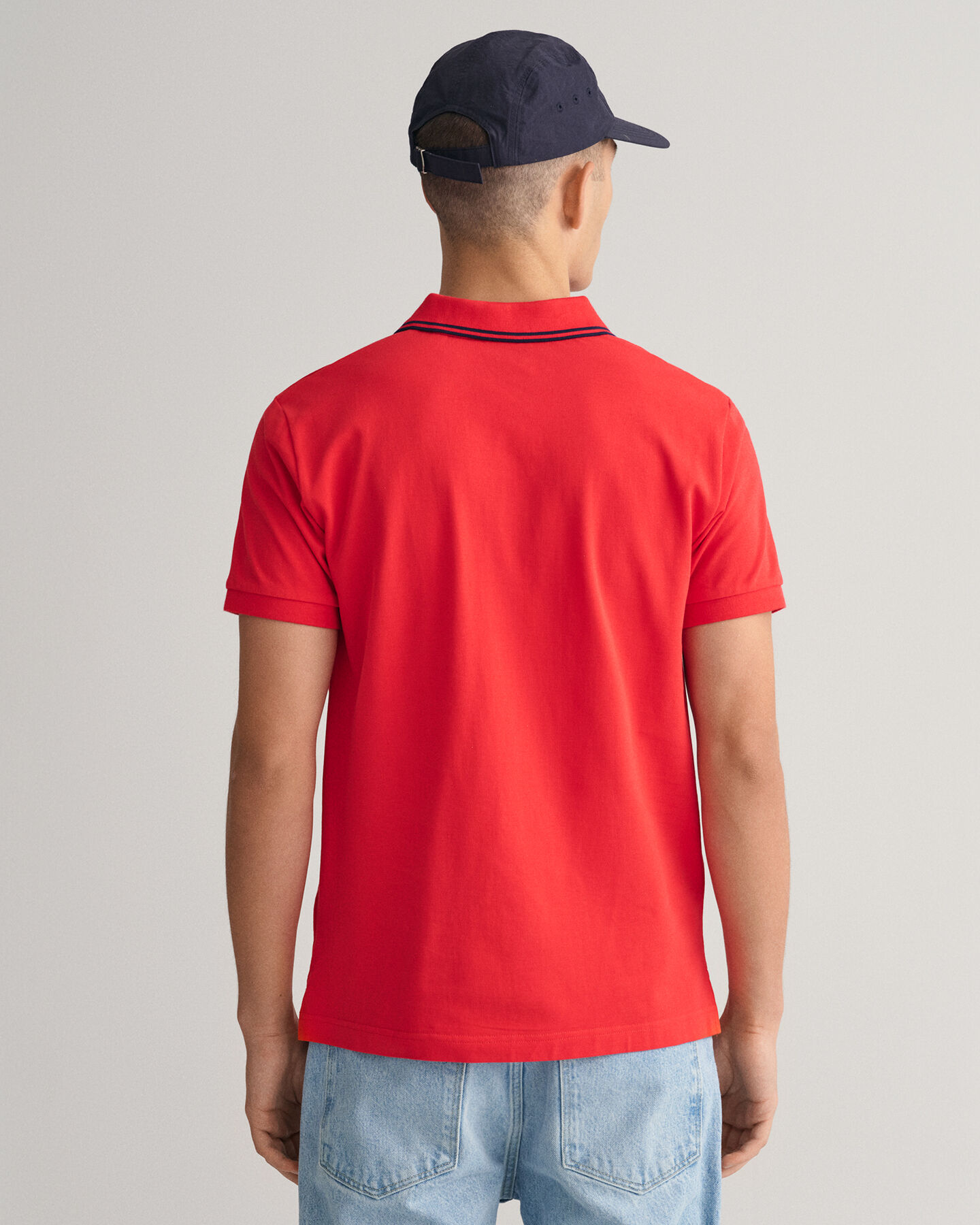 Randig pikétröja med kontrasterande krage