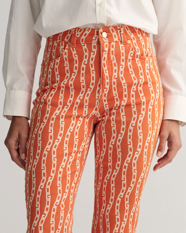 Cropped Chain Print jeans