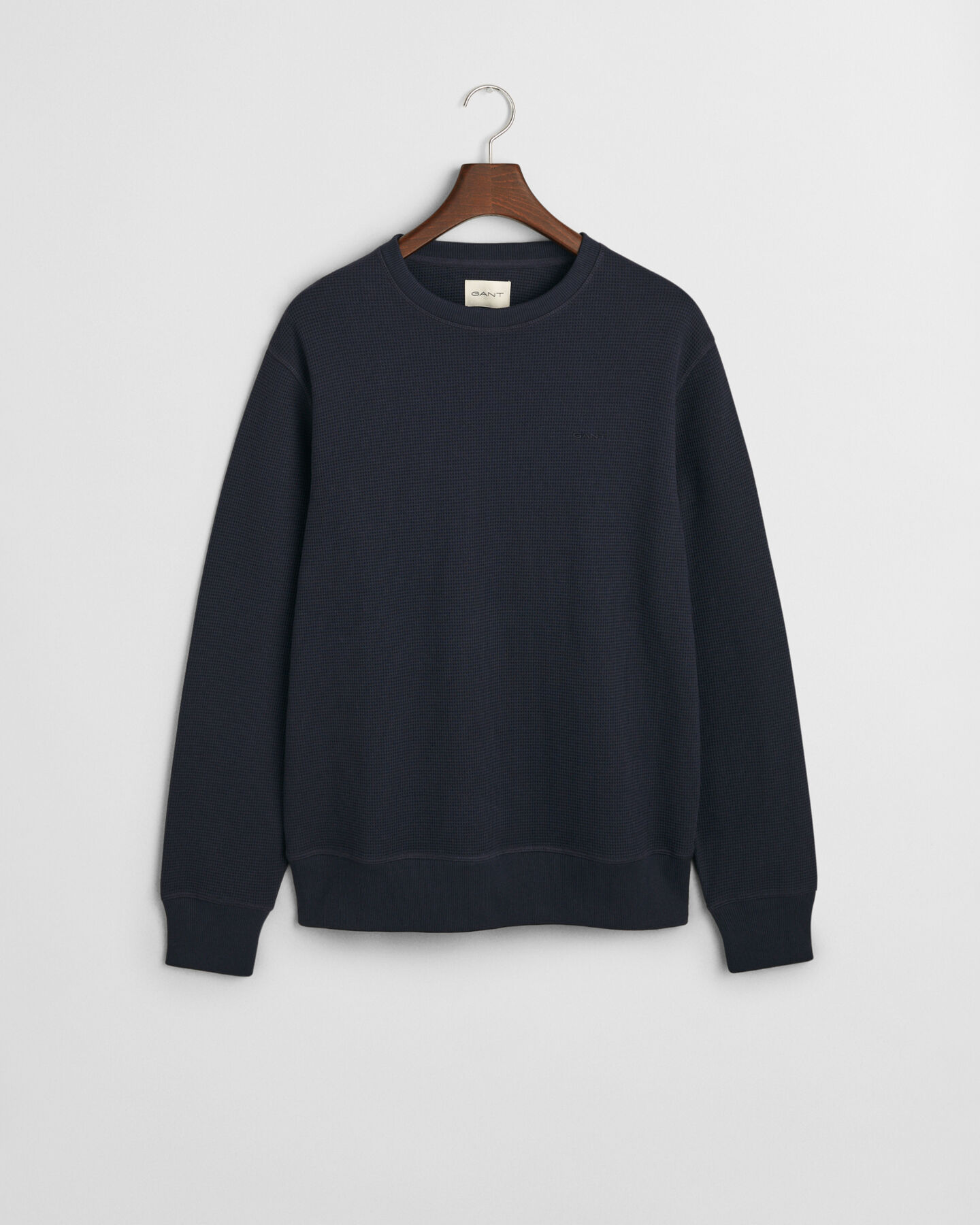 Rundhalsad sweatshirt med v&aring;ffelstruktur