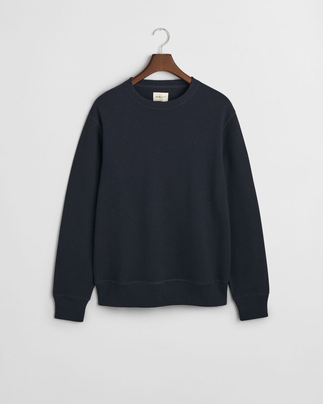 Rundhalsad sweatshirt med v&aring;ffelstruktur