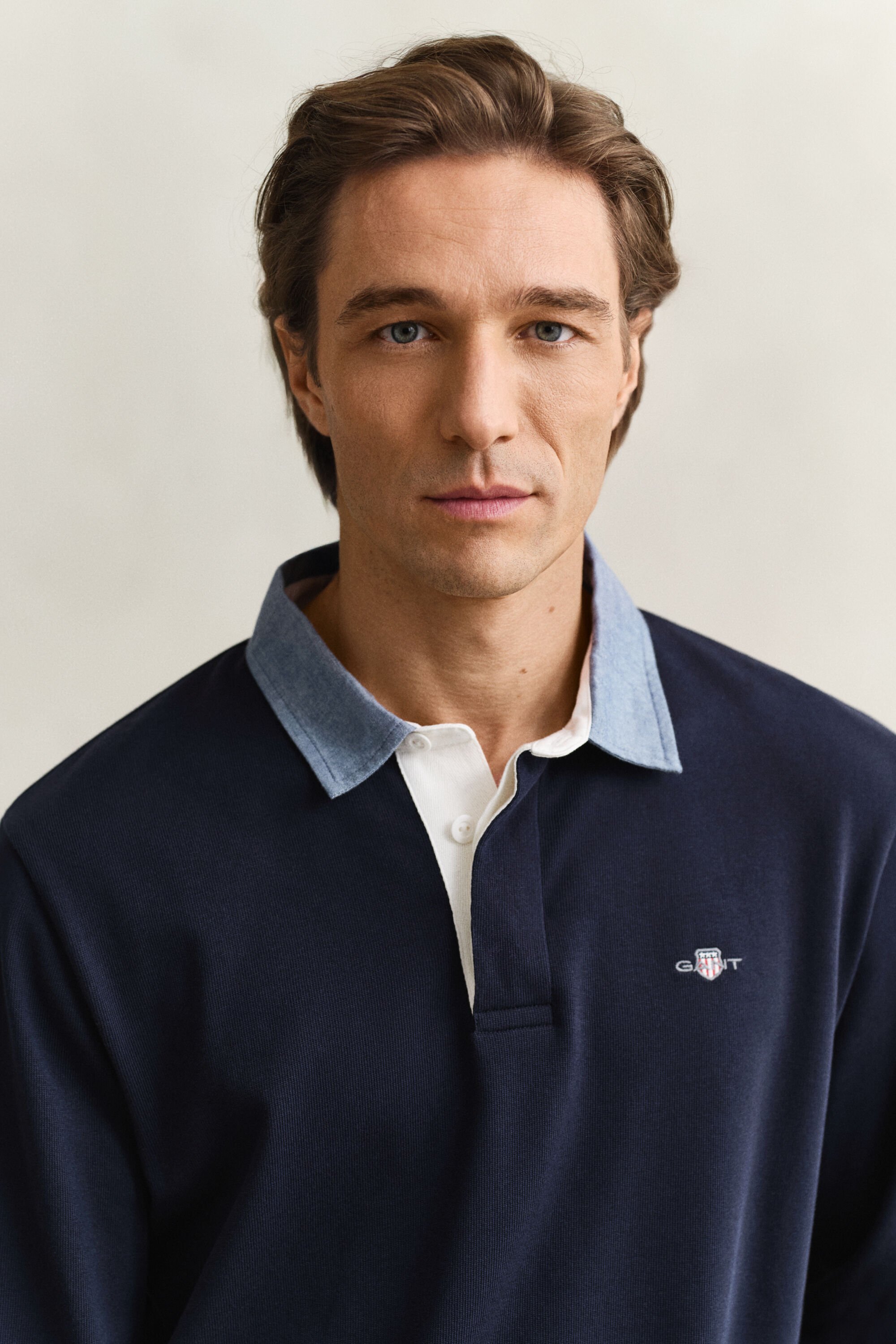 Heavy Rugger med chambraykrage