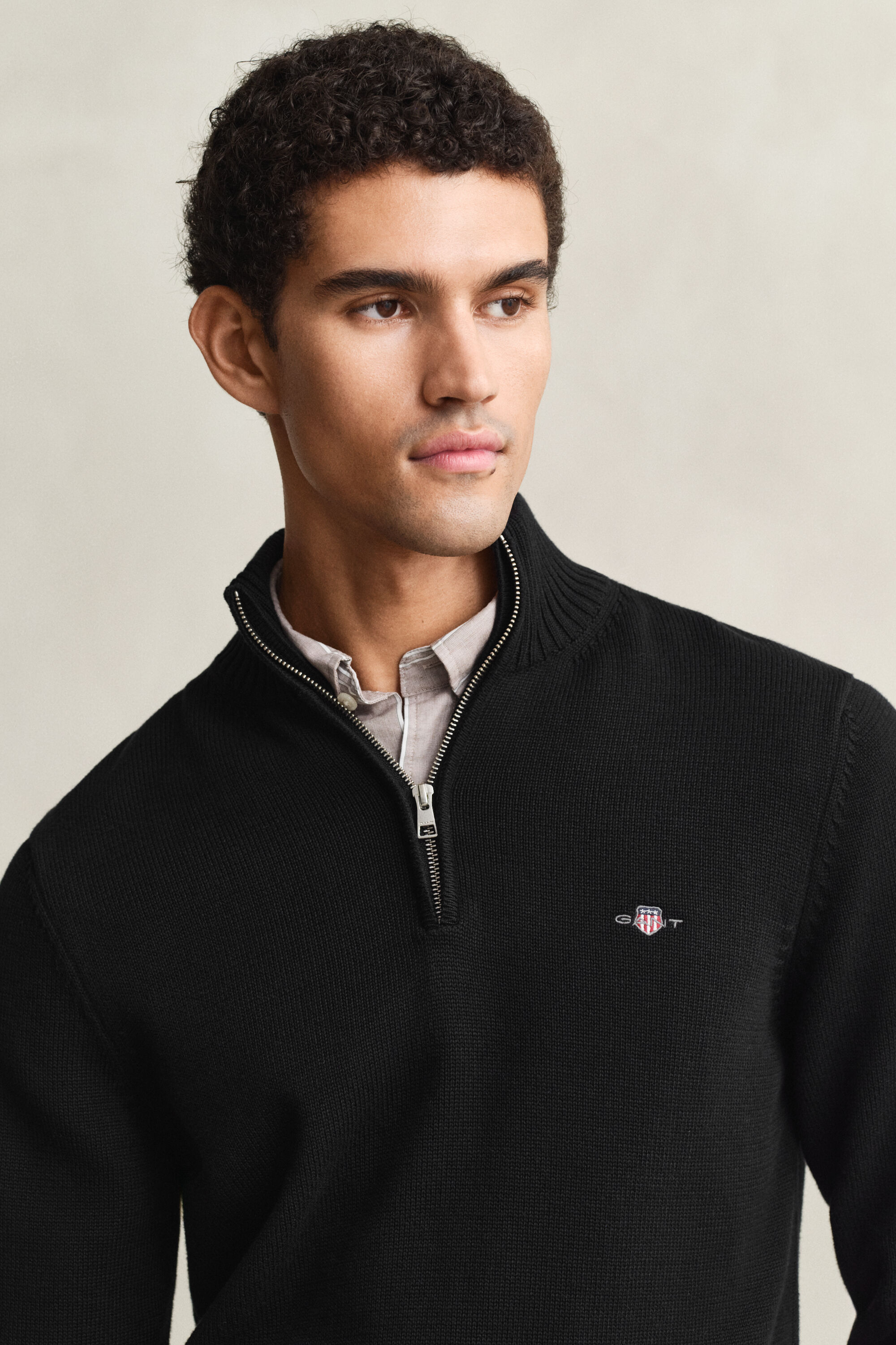 Casual Cotton tröja med dragkedja vid halsöppningen