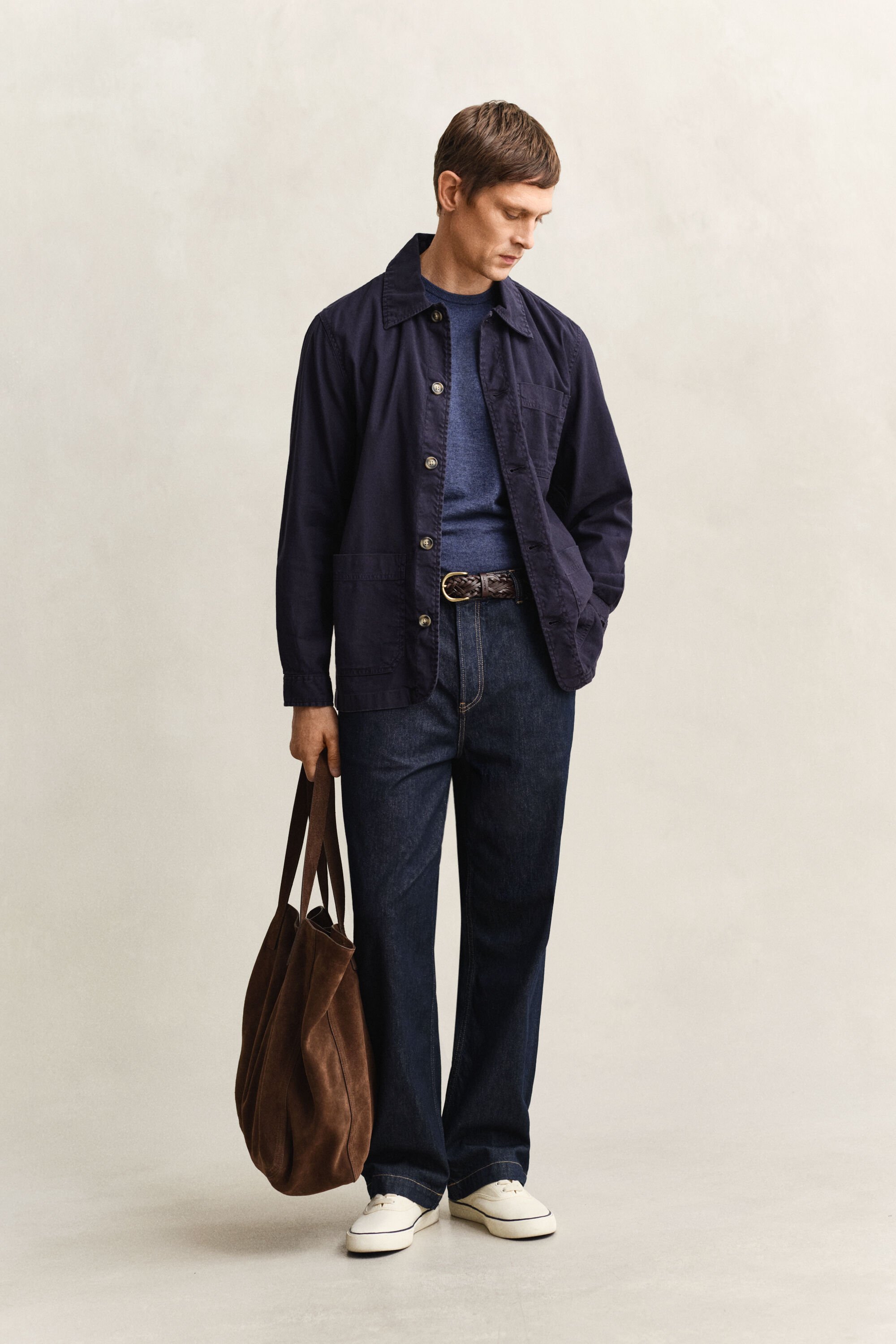 Kortärmad tröja i grovspunnen bomullsblandning