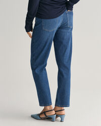 Randiga cropped jeans med raka ben