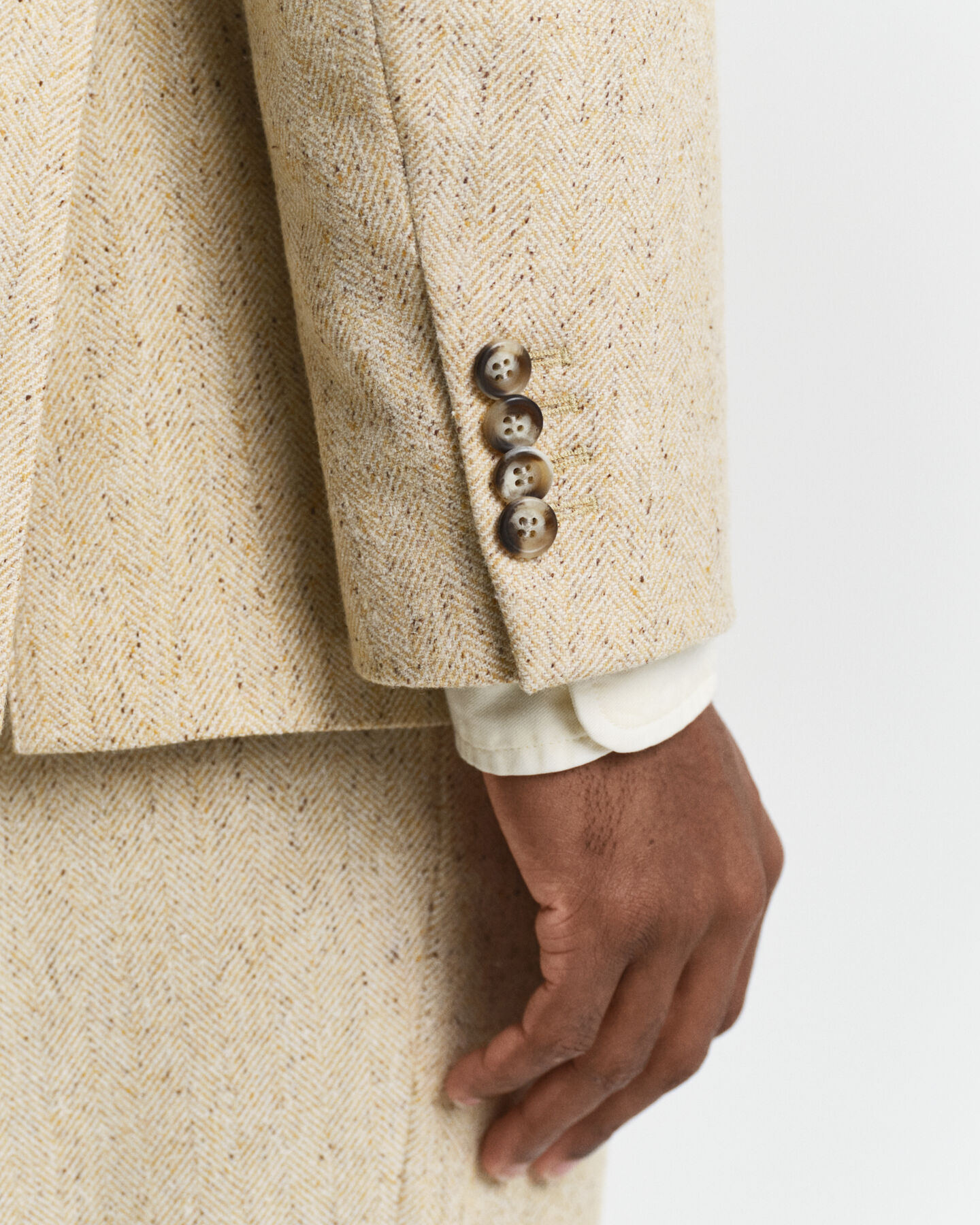 Relaxed fit kostymkavaj med fiskbensmönster