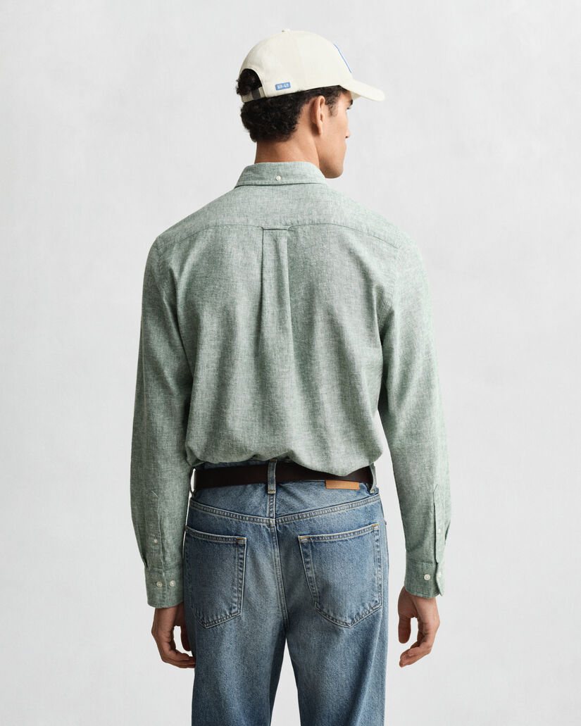 Regular fit bomulls- och linneskjorta