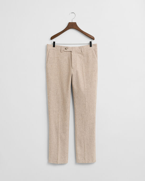 Slim fit kostymbyxor i donegalgarn