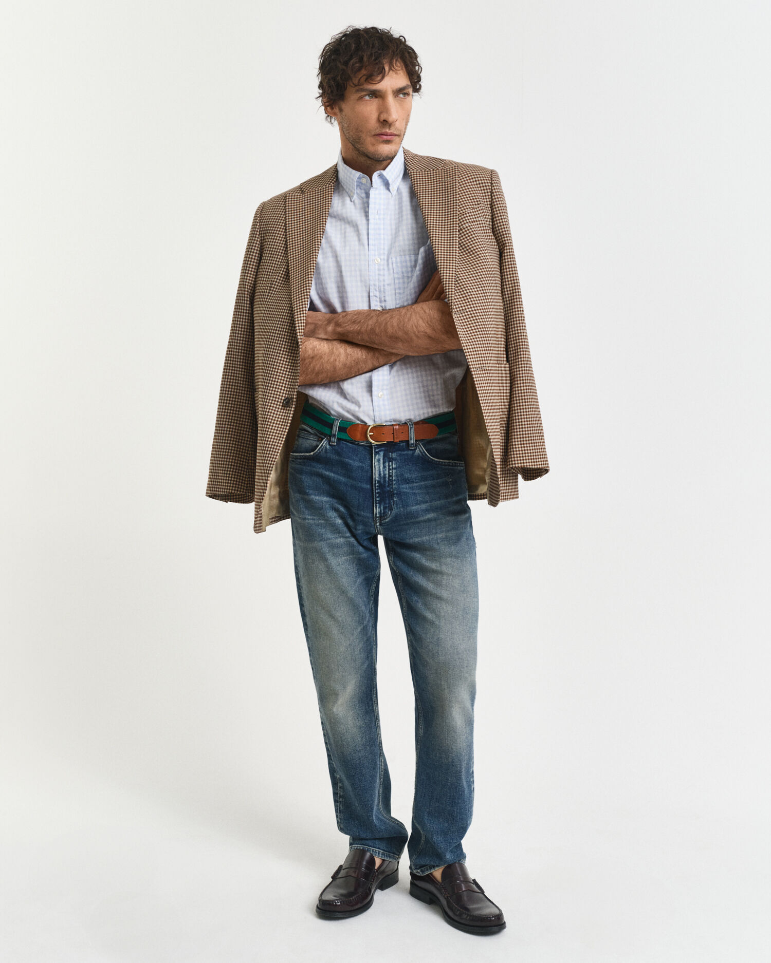 Regular fit klassisk ginghamvävd poplinskjorta