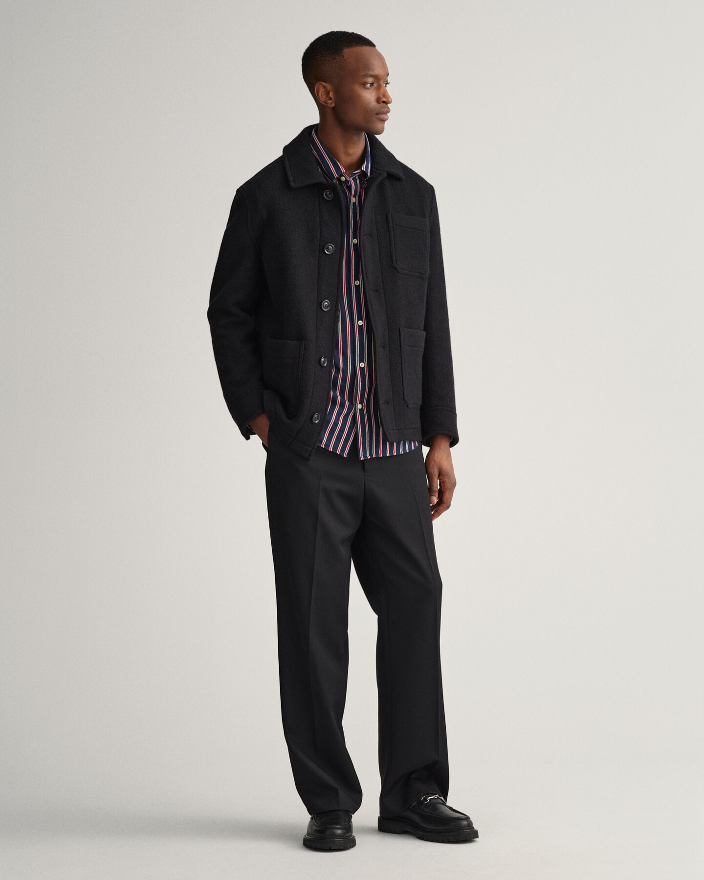 Relaxed fit dobbyvävd randig skjorta