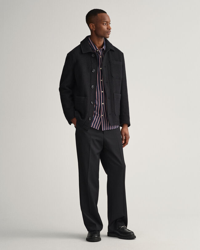 Relaxed fit dobbyvävd randig skjorta