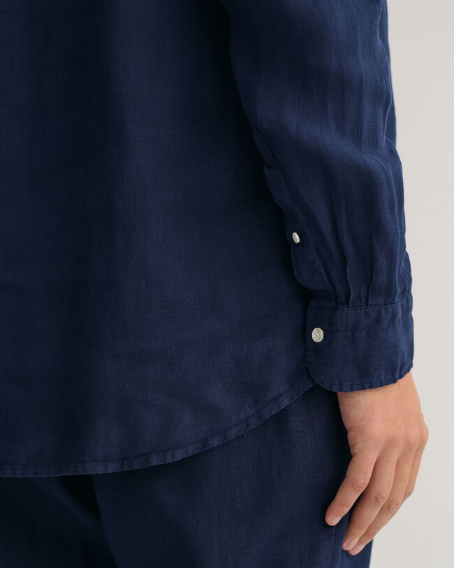 Regular Fit Plaggf&auml;rgad linneskjorta