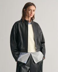 Kort Harrington-jacka i skinn