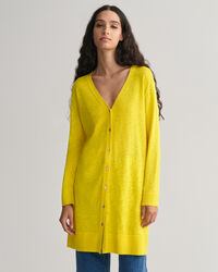 L&aring;ng V-ringad kofta i linneblandning