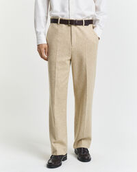 Relaxed fit kostymbyxor med fiskbensmönster