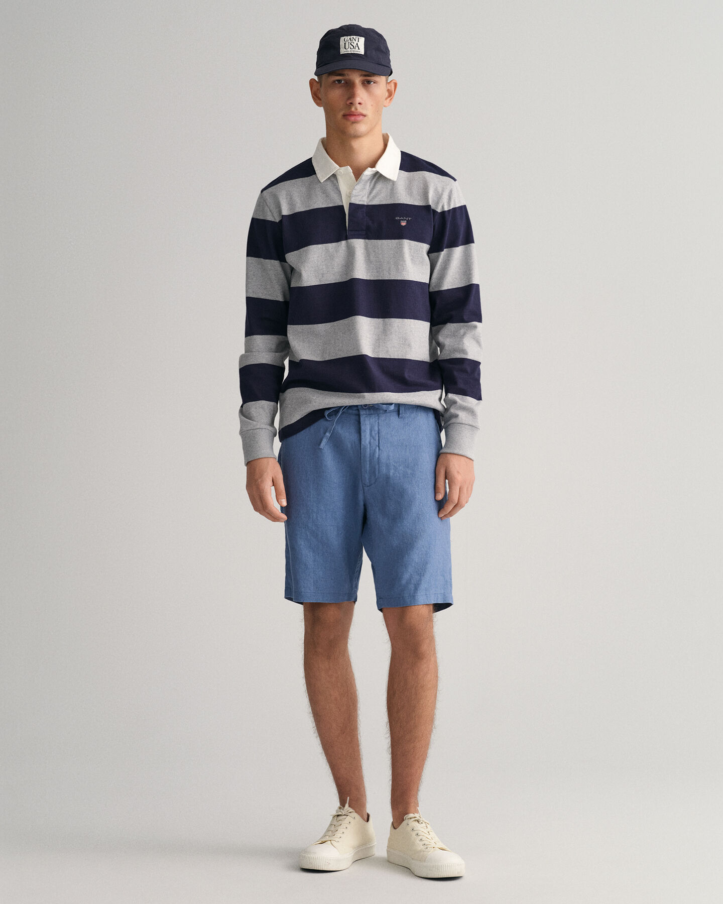 Relaxed fit linneshorts med dragsko