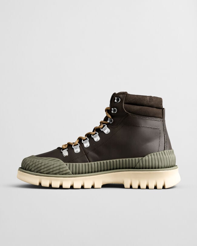 Nebrada mellanhöga boots i skinn