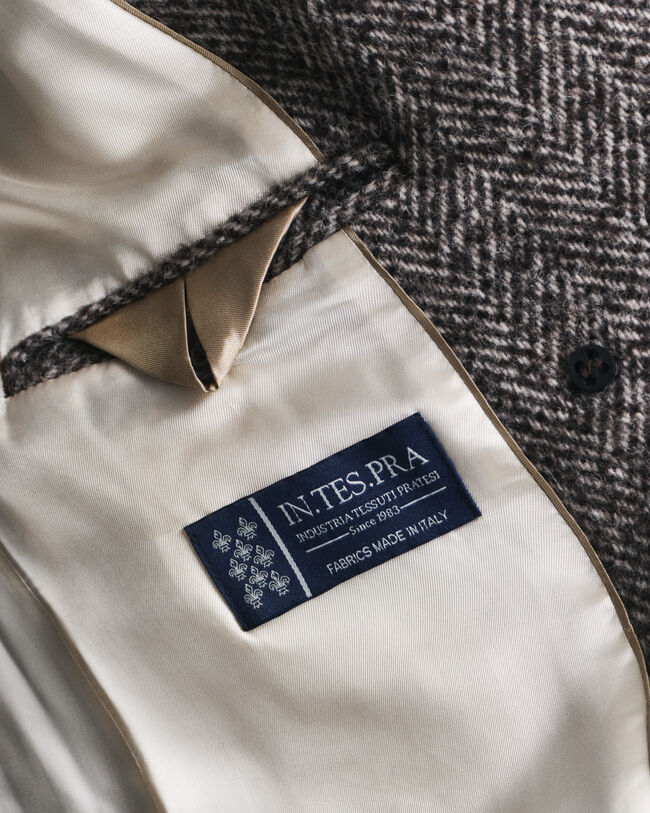 Fiskbensmönstrad overcoat i ullblandning