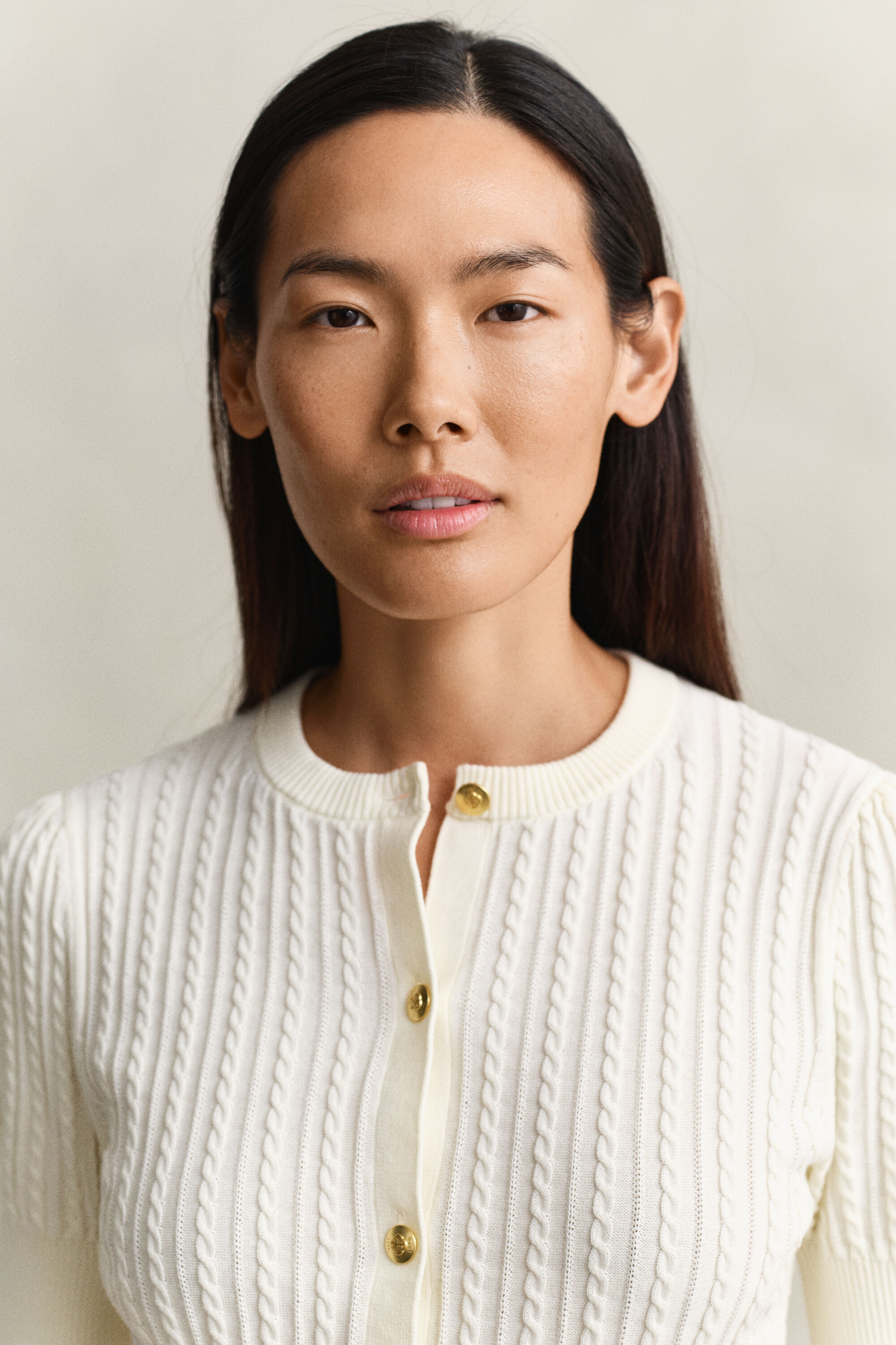 Kabelstickad bomullskofta