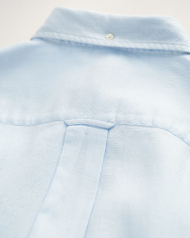 Regular fit bomulls- och linneskjorta med struktur