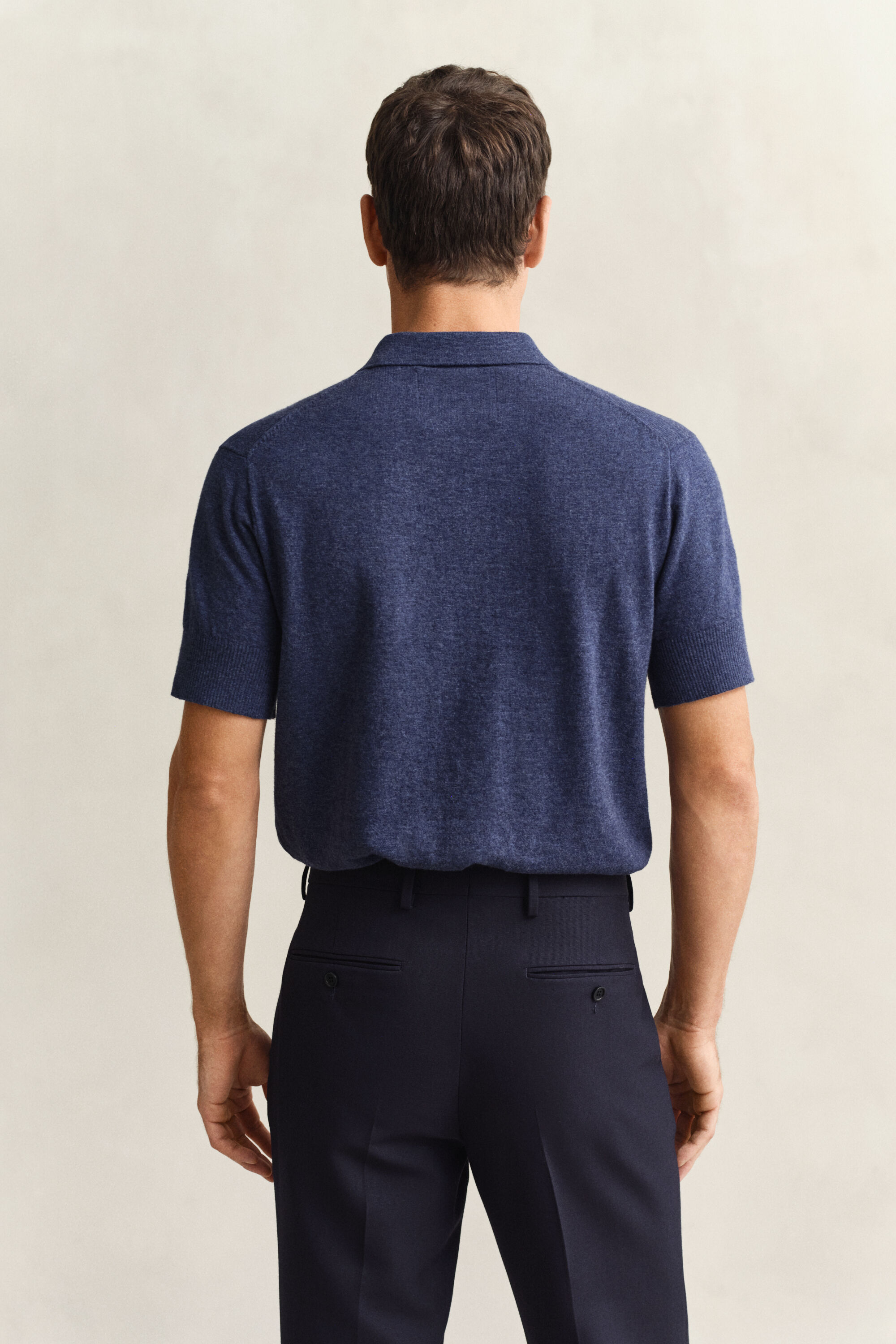 Kortärmad pikétröja i grovspunnen bomullsblandning