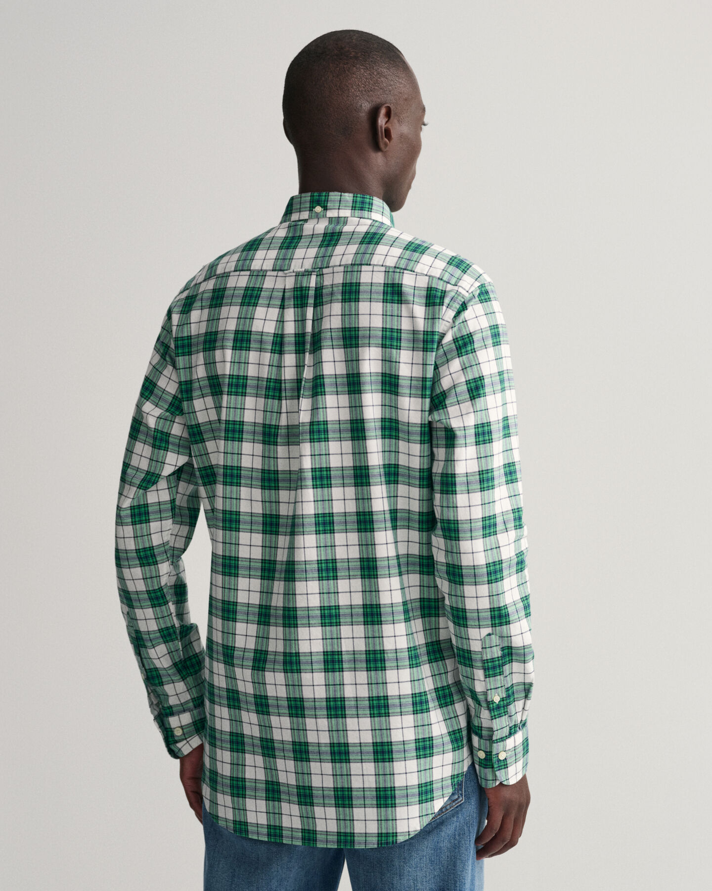 Regular fit rutig oxfordskjorta