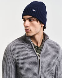 Cardigan i ullblandning med struktur och dragkedja