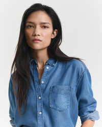 Relaxed fit indigofärgad skjorta