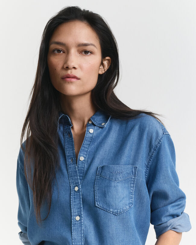 Relaxed fit indigofärgad skjorta